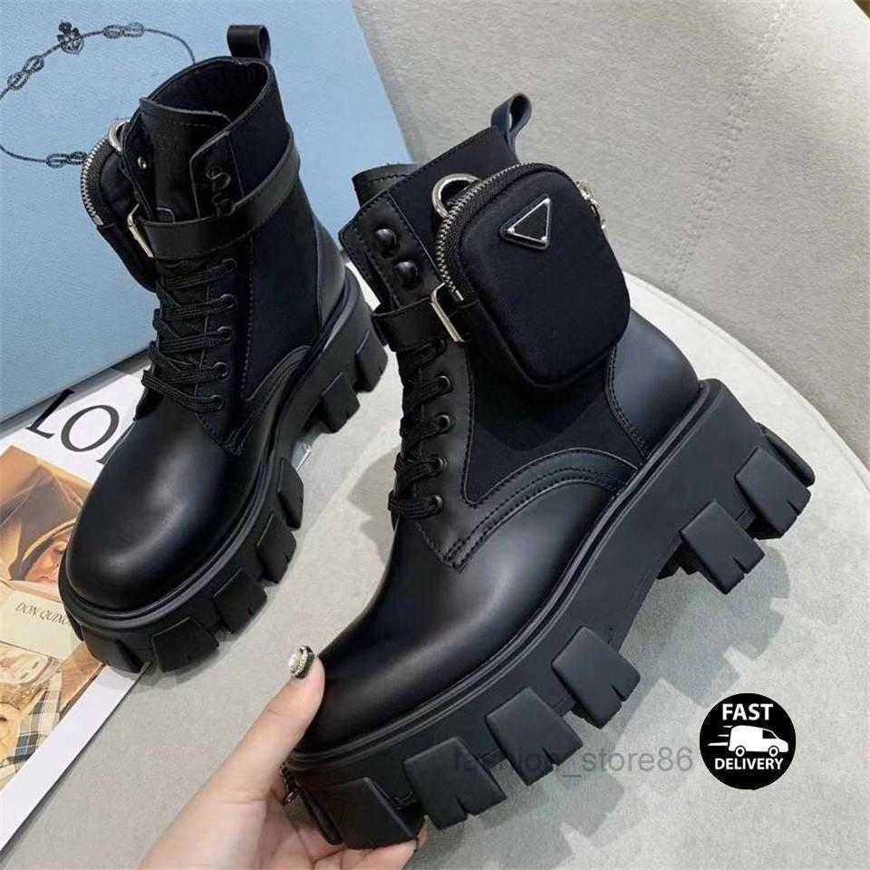 

Women Rois martin boots military inspired combat boots nylon pouch attached to the ankle with strap size 35-41, Black2