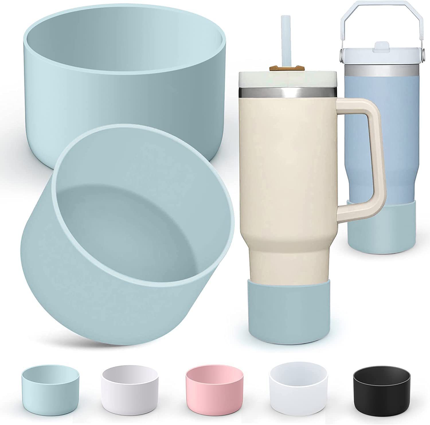 

7.5cm Silicone protective bottom for 40oz tumblers Coaster Bottle Sleeve Anti-slip water bottle boot cover tumbler cup flask silicone holder 14 colors