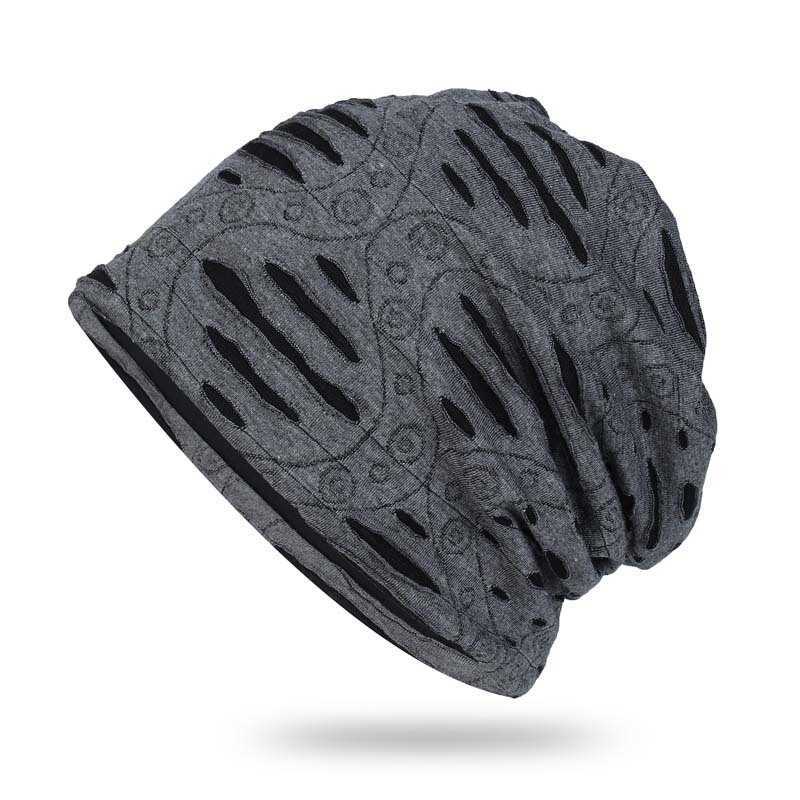 

HBP Foreign trade broken hole hats, jacquard pullover hats, European and American pile up hats, spring and autumn thin headband hats, personalized street dance hats, Denim blue