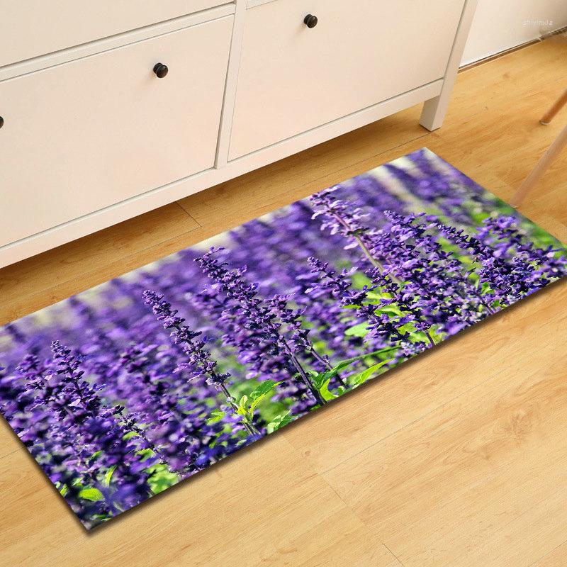 

Carpets Purple Lavender Floral Doormat Antislip Bath Mat Door Floor Tapetes Carpet For Toliet Bedside Outdoor Entrance Area Rugs, Ct2023