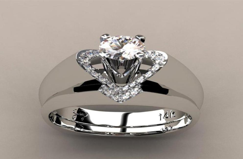 

New creative heartshaped diamond ring female European and American fashion generous engagement ring set ring whole7047416