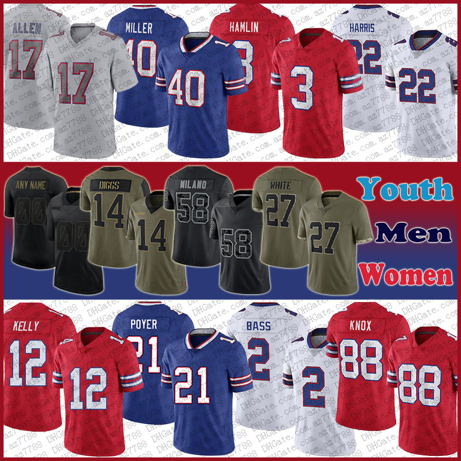 

Josh Allen Stefon Diggs Buffalos Football Jersey Custom Billes Dawson Knox Matt Milano Von Miller Damien Harris Damar Hamlin Dion Dawkins TreDavious White Jim Kelly, Picture