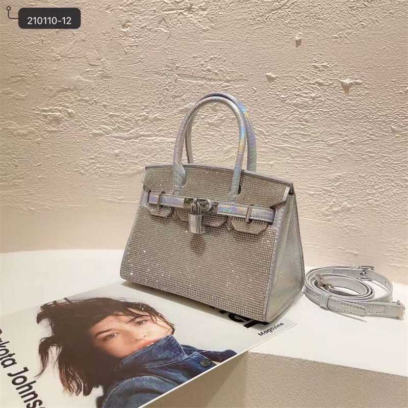 

Brand 2023 New Bag Foreign Versatile Sparkling Diamond Bag Crossbody, Beige black silver
