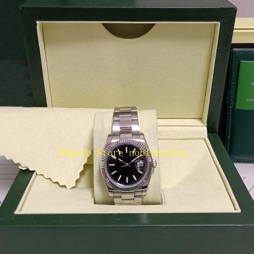 

27 Style Real Photo With Box Automatic Watches Midsize Women Mens 36mm Black Dial Stainless Steel Bracelet 18k Yellow Gold Mechanical Women's Watch, 01