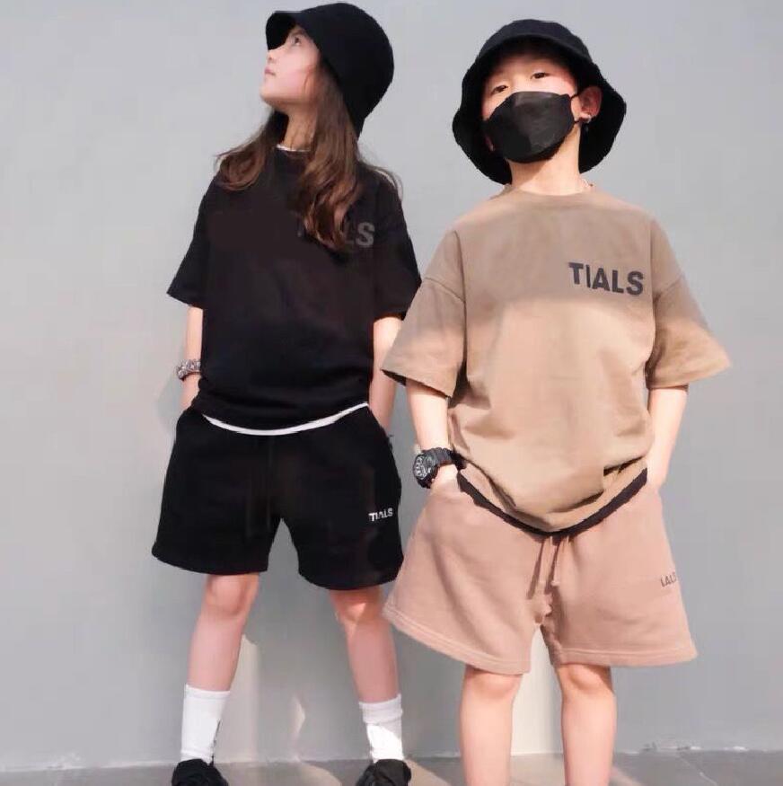 Kids Clothing Sets Summer Letters Print Tracksuit Children&#039;s Sportsuit Boy Girls Short Two-piece Suit Boys Casual Suits 6 Colors-image-858278563