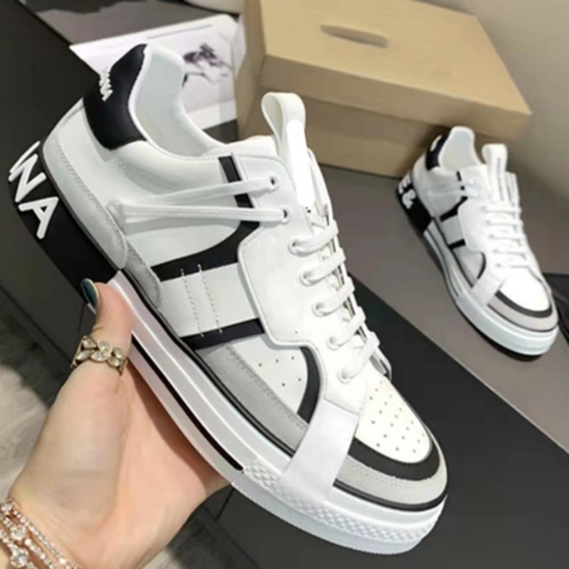 

Dress Shoes trend of fashion leather color matching women's shoes reticulate sports platform breathable running men's shoes motor vehicle walking shoes plus man 35-46, As pic