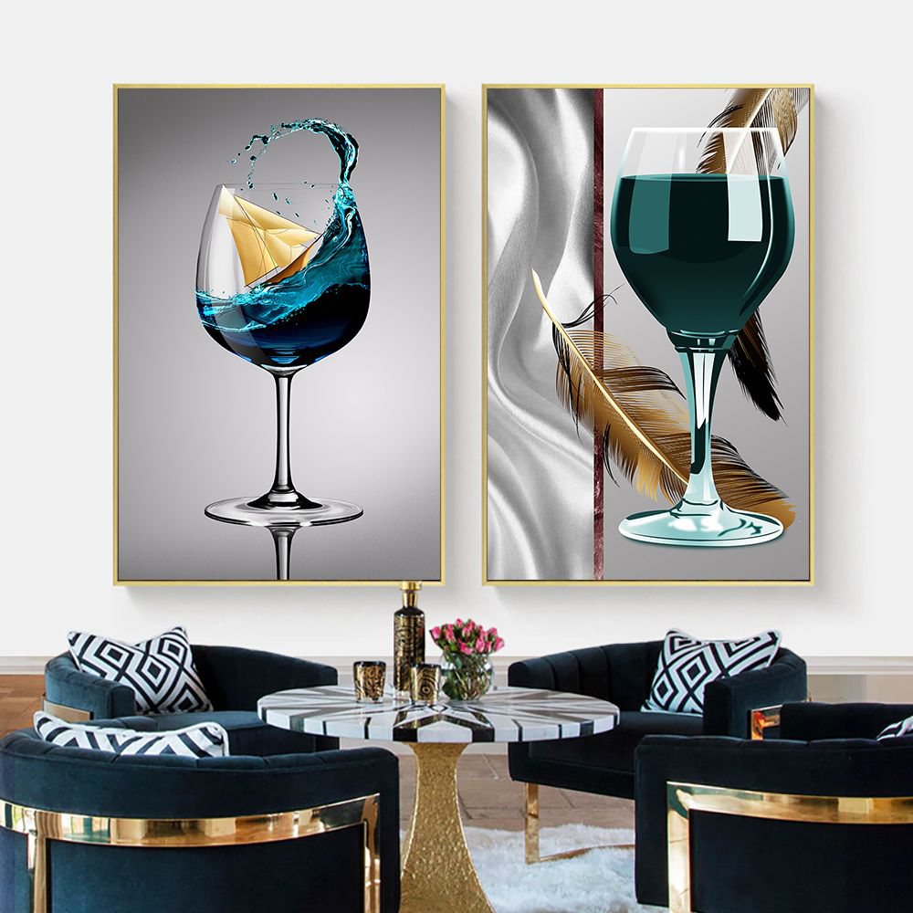 

Green Wine Glass Canvas Painting Nordic Modern Posters And Prints Wall Art For Bar Living Room Home Decoration