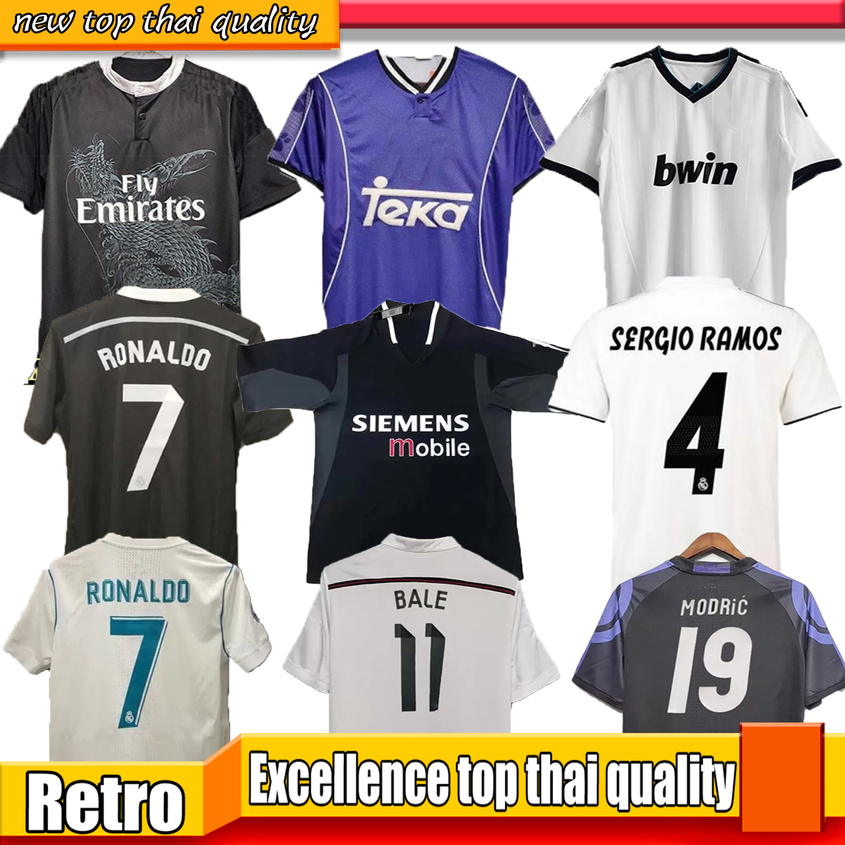 

RONALDO 05 06 Retro Soccer Jerseys Real madrids ZIDANE RAUL REDONDO GUTI Ramos McManaman 1996 97 98 2002 03 04 12 13 14 15 16 17 18 maillots de football home Football Shirt