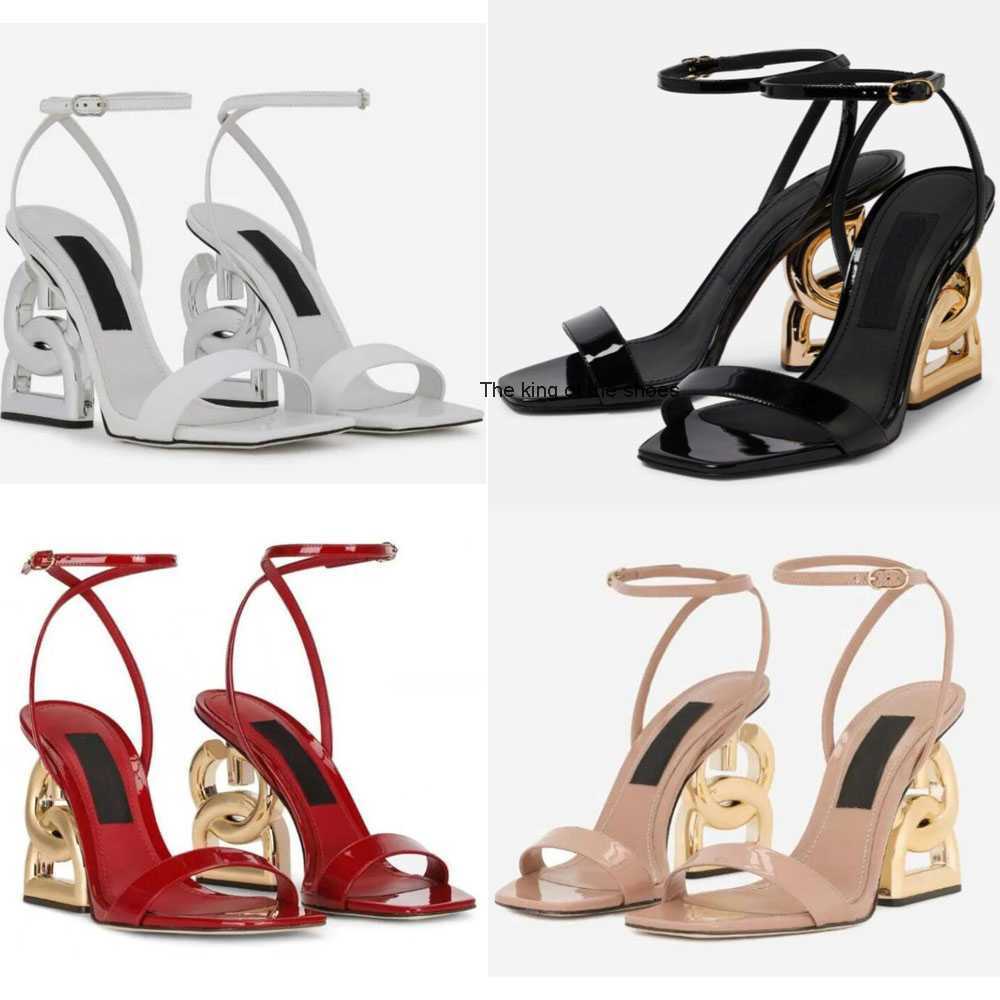 

Luxury Summer Women's Sandals Lacquer Leather Fashion DG 105mm High Heels Elegant Women's Gladiator Sandals Show Unique Sexy Charm EU35-41