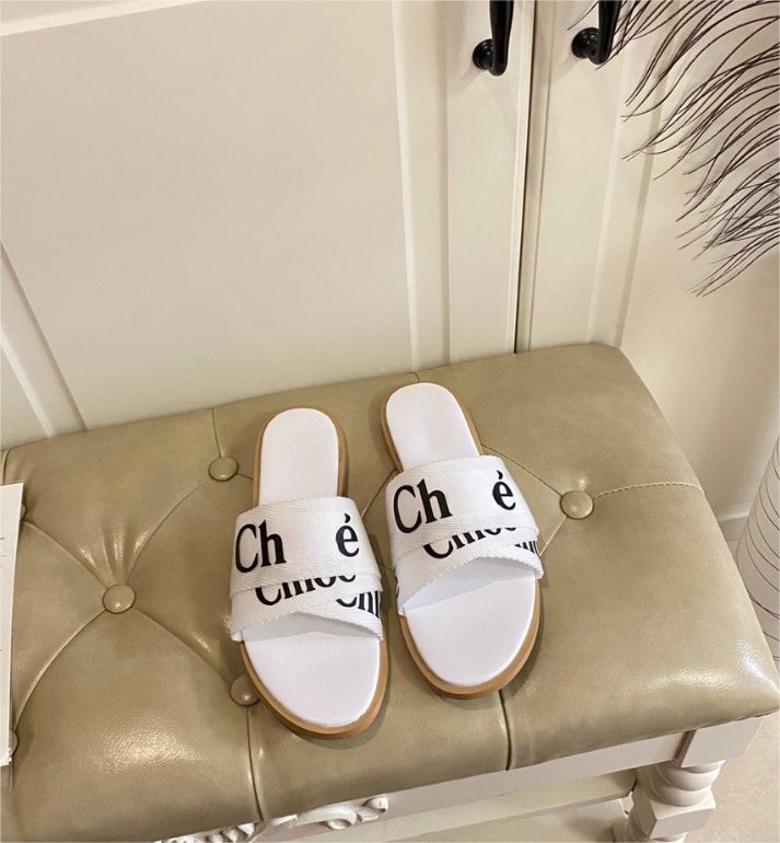 

Canvas Famous CHOL Designer Slippers Womens Sandals Woody Mule Flat Sandels Slides Ladies Shoe Beach Coat Sandales Luxurious Woman Sandalies Size 35-41 with box CM72, Brown