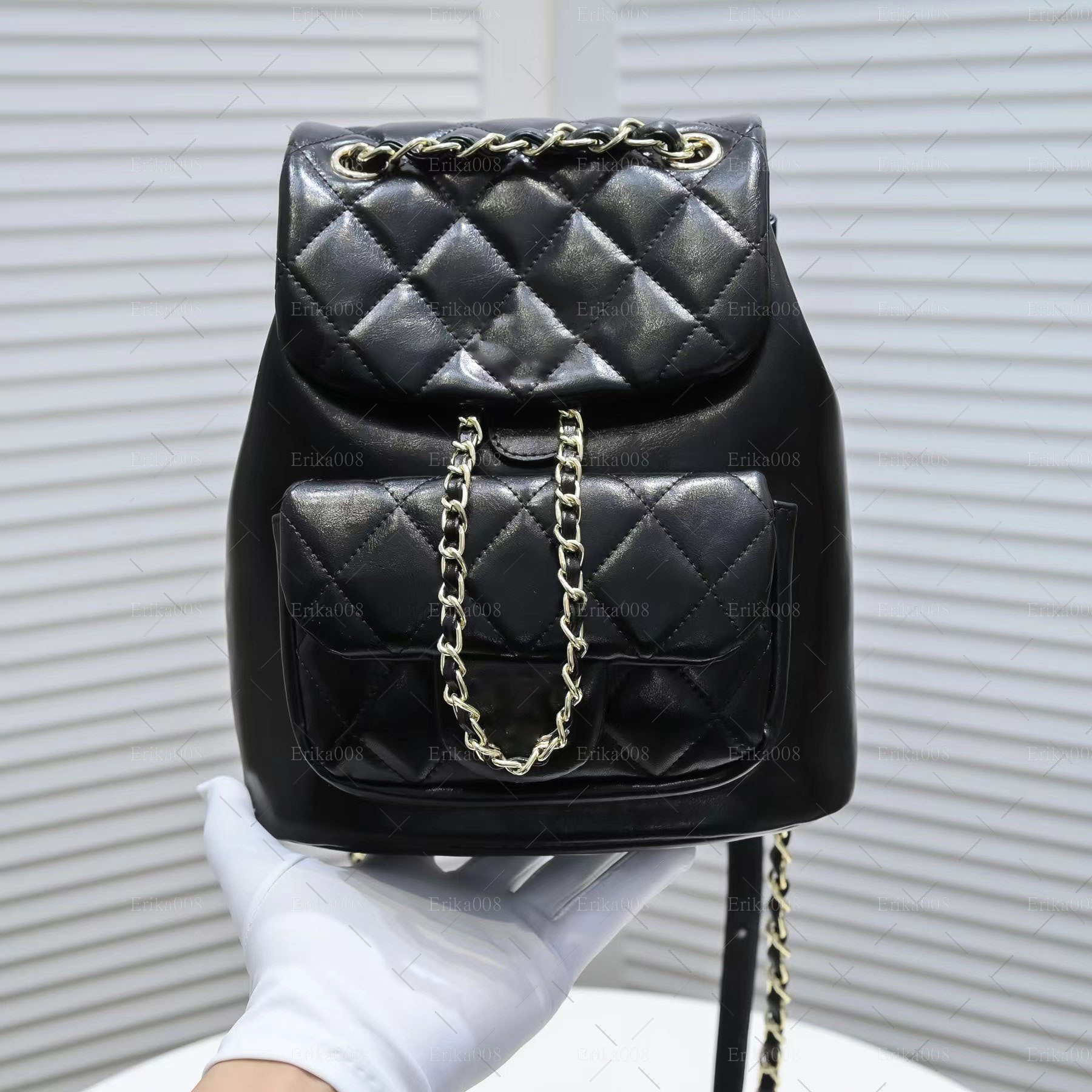 

New Arrival Channel Bag DUMA Small Leather Backpack For Women School Bag, White-calfskin-18*18cm