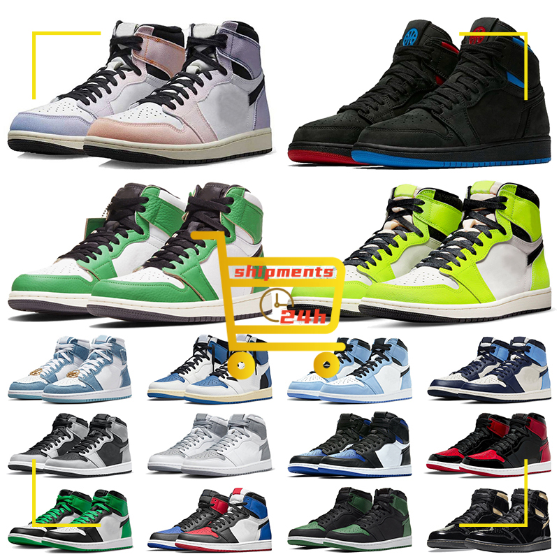 

jumpman 1 retro 1s men basketball shoes panda sneakers Lost and Found Black Phantom Starfish Travis Scotts Stage Haze Bred Patent womens trainers sports with box, Colour# 17