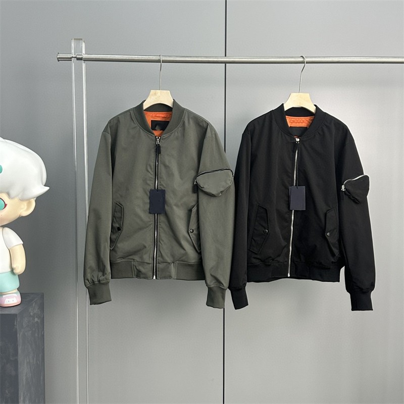 

Men Jacket windbreaker Fashion Stand Up Collar Arm triangle Pocket Zipper Up Man Coats Spring Bomber Jackets Casual Clothes, Army green