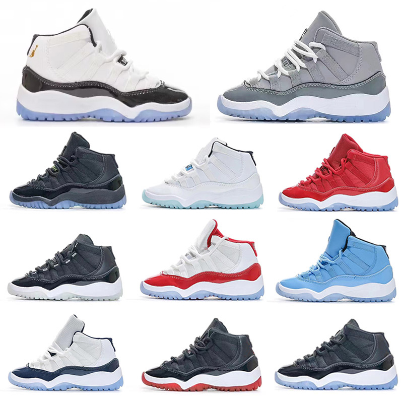 

Jumpman 11 Kid basketball shoes Cool Grey XI Cherry Toddler Boys Girls Bred Space Jam Sneaker Concord University Red Gamm Blue Black Cat Baby Infant 11s Sports 28-35