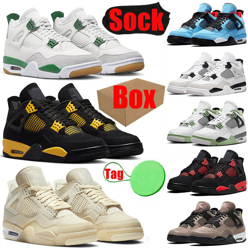 

Thunder 2023 Top 4 Jumpman Basketball Shoes 4s IV With Box Sail SB x Pine Green Taupe Haze Military Black Men Women Sports Trainers Sneakers 36-47, 23