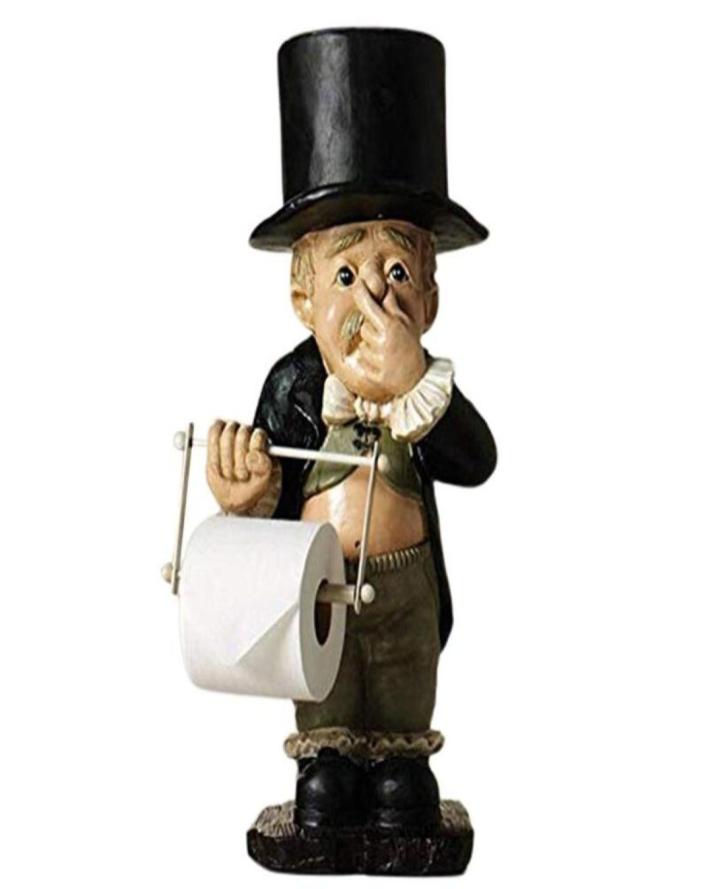 

Garden Decorations Resin Butler Shape Tissue Stand Rack Sculpture Funny Creative Spoof Paper Holder Statue Cute Decorative For Toi7905399
