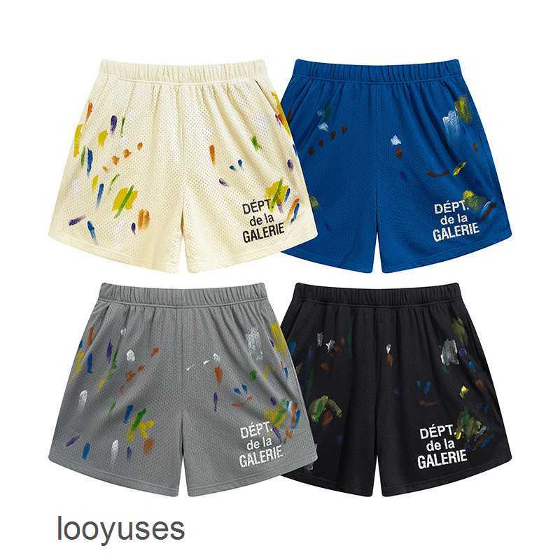 

Shorts 2023 Mens Shor Pants Galleryes Hand-painted Dept Graffiti Mesh Men's Loose Summer Wear Beach Capris, Black4