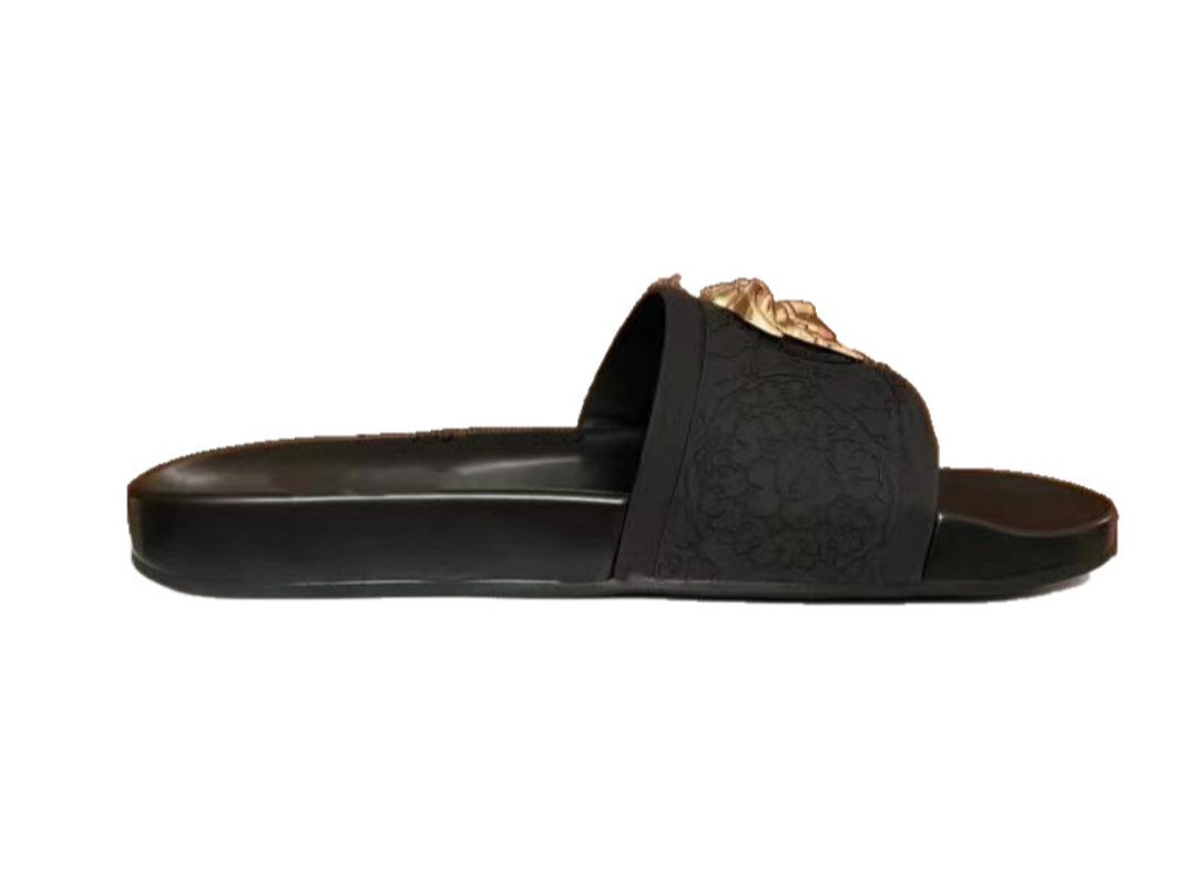 

Designer Slides with box slipers flat sandals Men Beach Indoor Flip Flops Leather slippers Women Fashion Classic Shoes Ladies Size 35-45 with dust bag pool sandali, Colour 1