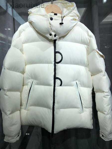 

Designer Mens Womens Hooded Down Jacket Fashion Contrasting Leather Parka Coat Man Winter Thick Warm Puffer Jackets Double Zipper Waterproof Coats Size 12345 1J93M, White