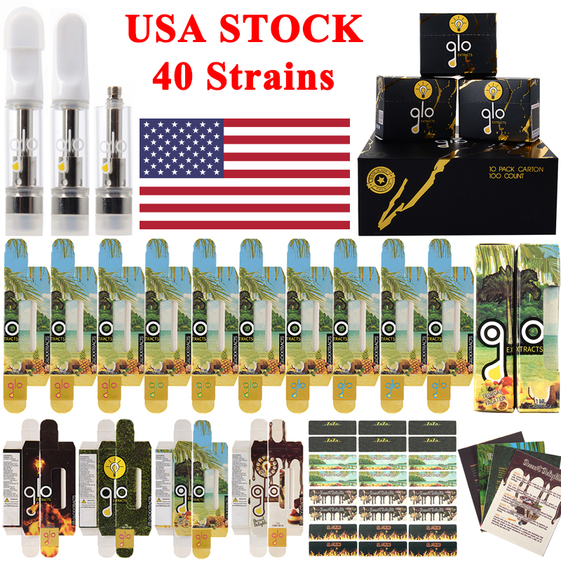 

USA Stock GLO 2023 Vape Cartridges NFC Tap Atomizers Extracts Oil Vapes Carts 0.8ml Oil Pyrex glass Tank 510 Atomizer Ceramic Coil Tips with Magnetic Display Box
