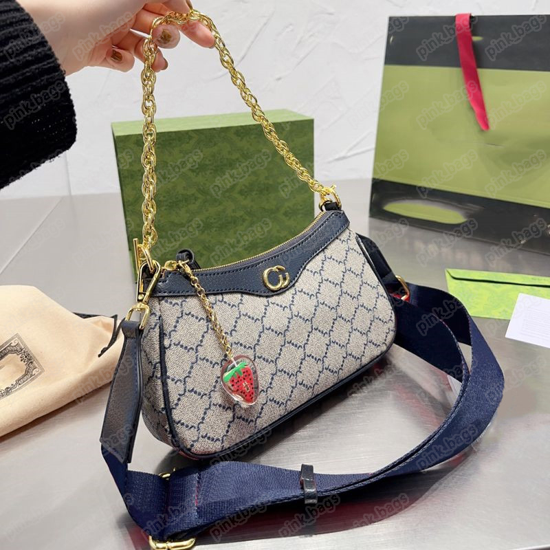 

Womens Ophidia Underarm Bag Crescent Moon Handbags Luxury Designer Strawberry Hobo Shoulder Bags Red And Green Shoulder Straps Purse Wallet, Gu#brown