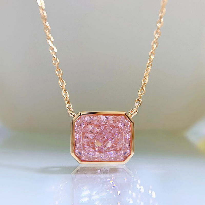 

Handmade Pink Diamond Pendant 100% Real 925 Sterling Silver Party Wedding Pendants Chocker Necklace For Women Bridal Jewelry
