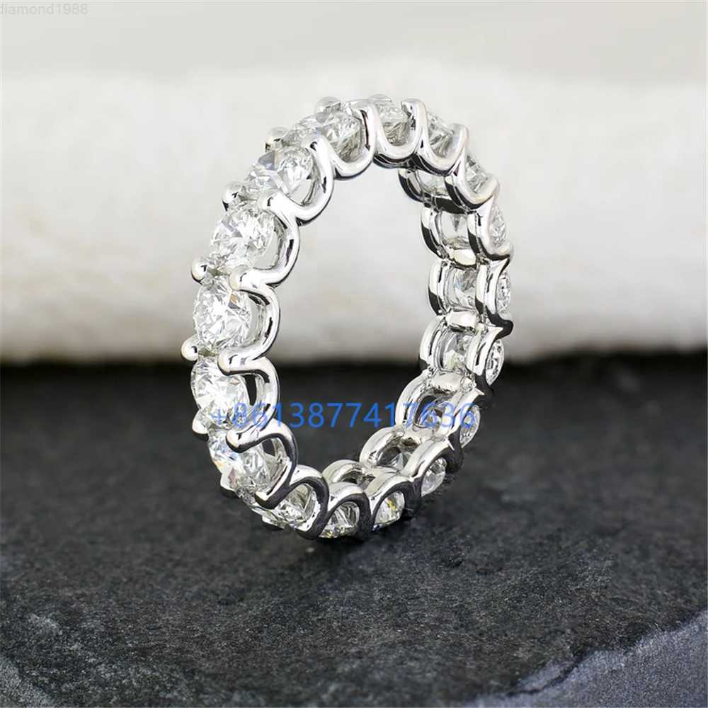 Pass Diamond Tester 5mm Custom Women Jewelry Eternity Band Engagement Wedding 18k White Gold Moissanite Diamond Ring-image-858029314