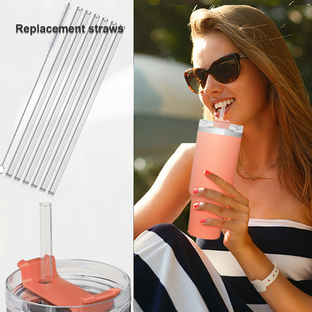 

Reusable Hard Plastic Clear Straws 12.2 Inch Tumbler Straws Cleaning Replacement Straws for Stanley 40OZ Travel Tumbler Straw Compatible with Stanley Cup Mugs