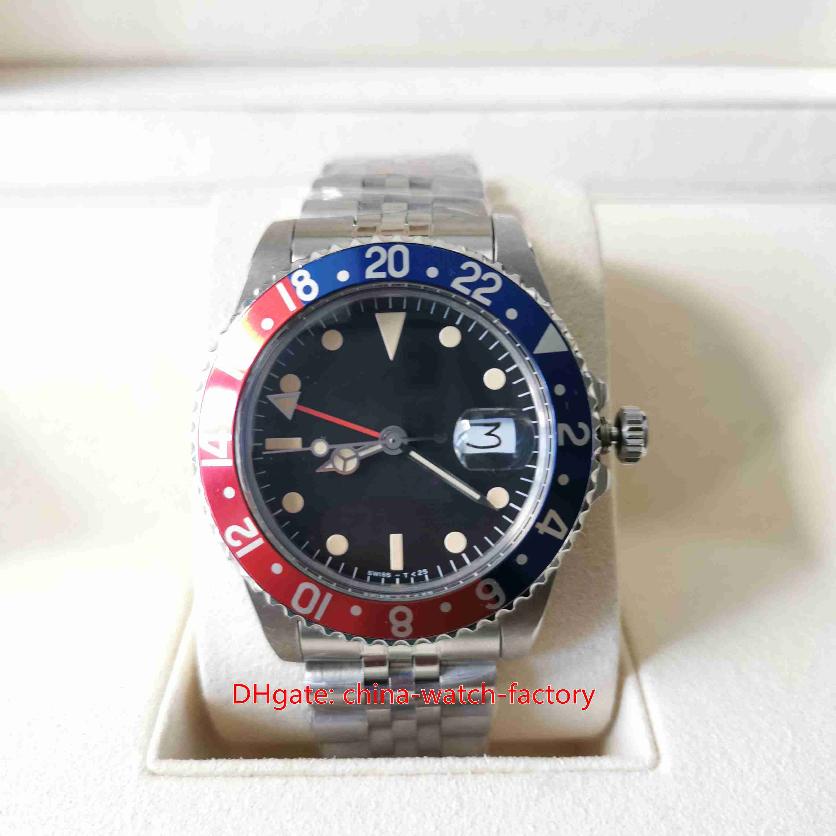 FG Factory Mens Watch Top Quality A2836 Classic 40mm GMT 1675 Vintage Red Blue Pepsi Bezel Jubilee Bracelet ETA 28362 Movemen Mechanical Automatic