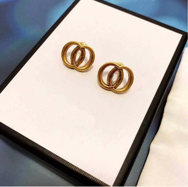 

Luxury Women Fashion Earrings Designer G Letter Stud Retro Ring Pendant Top Quality Engagement Earring For Lady Wholesale