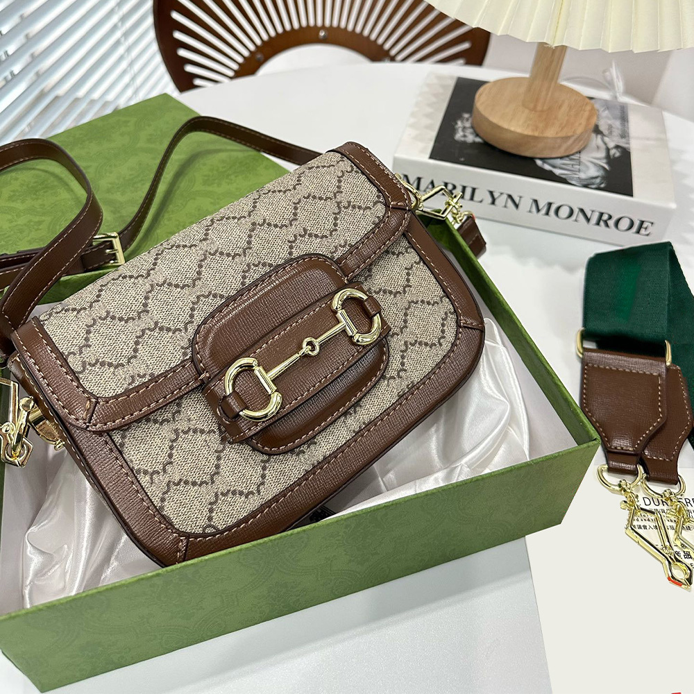 

horsebit hobo handbags Satchels leather crossbody messenger bag Shoulder Bags Luxury designer purse envelope wallet flap 21*15cm, Brown