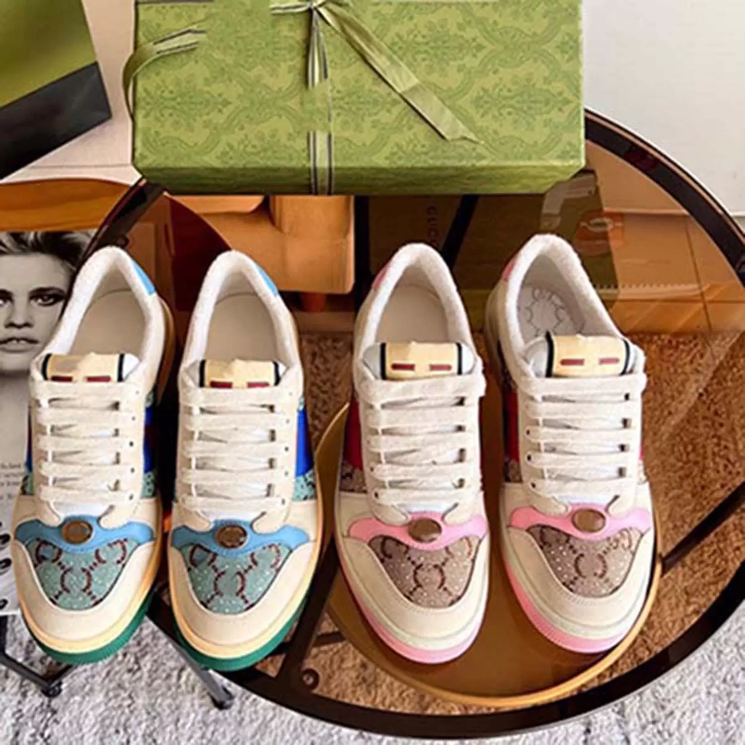 

Lovelight Screener sneakers crystal ladies sneaker shoes Webbing Sneakers Designer Stripe Fashion Dirty Leather Lace-up Tennis Shoe Fabr kZQ