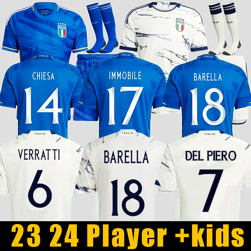 

23 24 Italy soccer jerseys Player version maglie da calcio italy Long Sleeves TOTTI CHIESA Training suit Italia 2022 2023 2024 football Shirt T Men kids kit