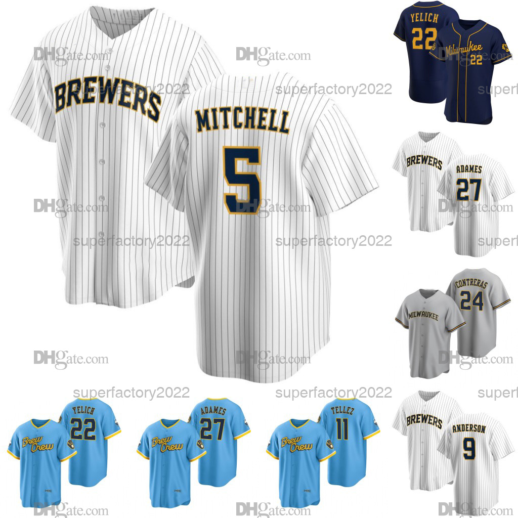 

#5 Garrett Mitchell Brewers Jersey Milwaukee Willy Adames Brian Anderson Christian Yelich Corbin Burnes Devin Williams Rowdy Tellez Mike Brosseau Brice Turang, Coolbase women s-xxl