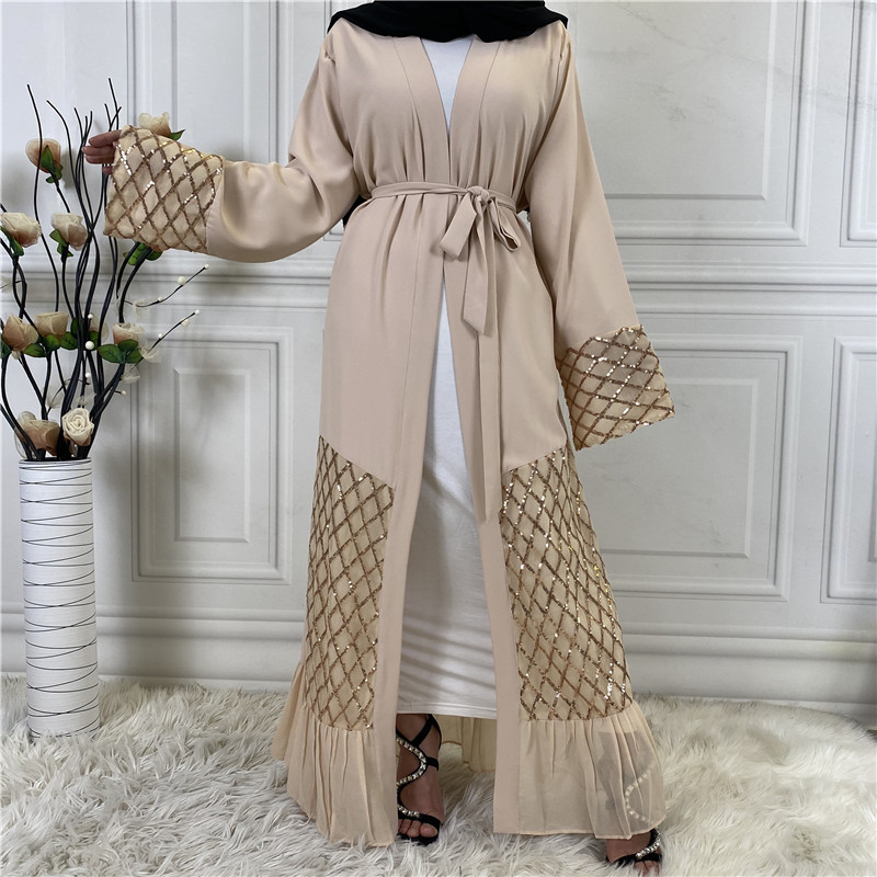 

Ethnic Clothing Elegant Full Length Muslim Abaya Opened Kimono Cardigan Appliques Robes Jilbab Female Dubai Muslims Dress Islamic kimono 1863