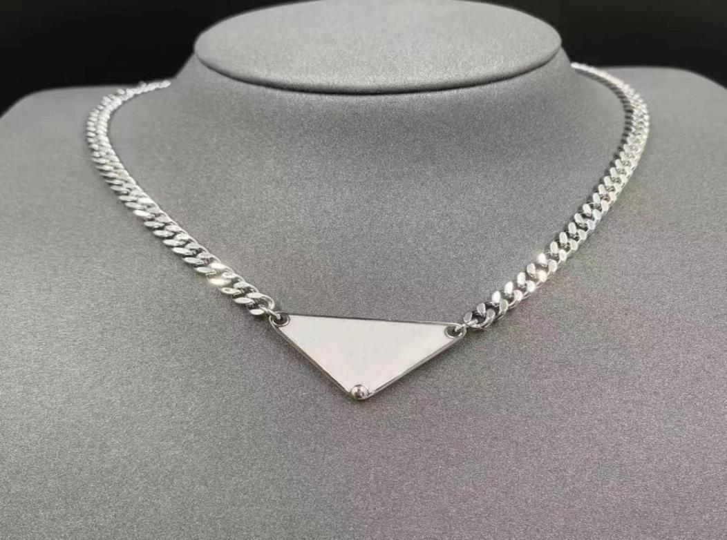

Men Designer Necklace Women Fashion Jewelry Chains Inverted Triangle Pendant Stainless Steel Black White Iced Out Name Custom Silv8259590