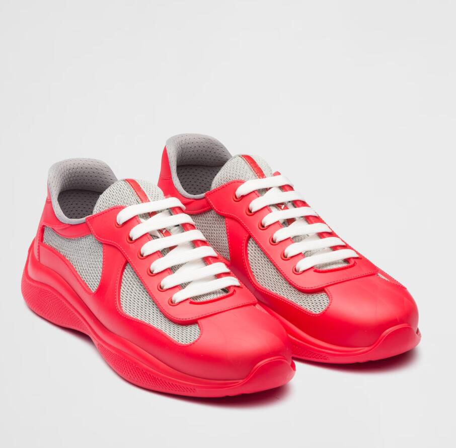 

23S/S Luxury Brand Men Americas Cup Sneakers Shoes Breathable Mesh Soft Rubber Bike Fabric Man Trainers Technical Calfskin Casual Walking Blue Black White -46