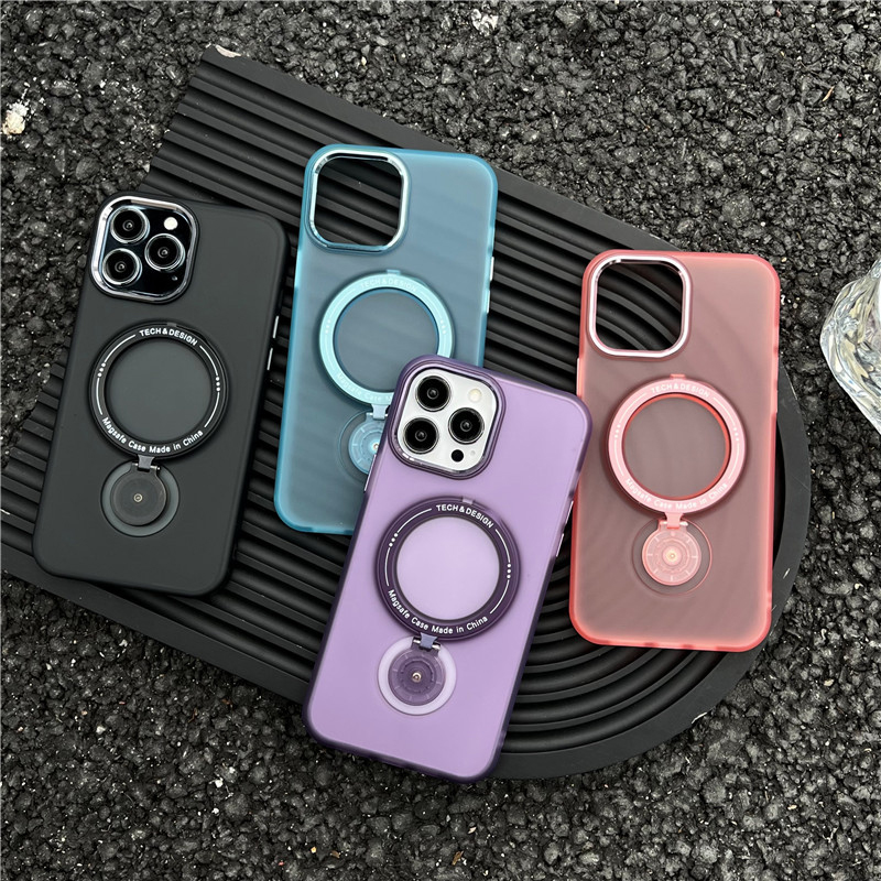 

Luxury Phone case magnetic finger ring Holder Clear Matte Magnetic Wireless Charging Cases For iPhone 14 12 13 Pro Max For Mag safe Metal Ring Magnet Cover, Blue