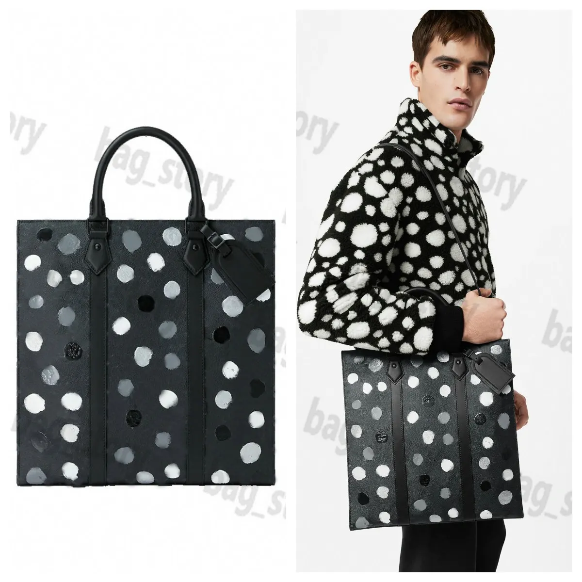 

Men Sac Plat Cross Bag Flap Monograms Functional Briefcase Yayoi Kusama Collection Shoulder Bag Crossbody 3D Dots Handbag Business Carry Unisex