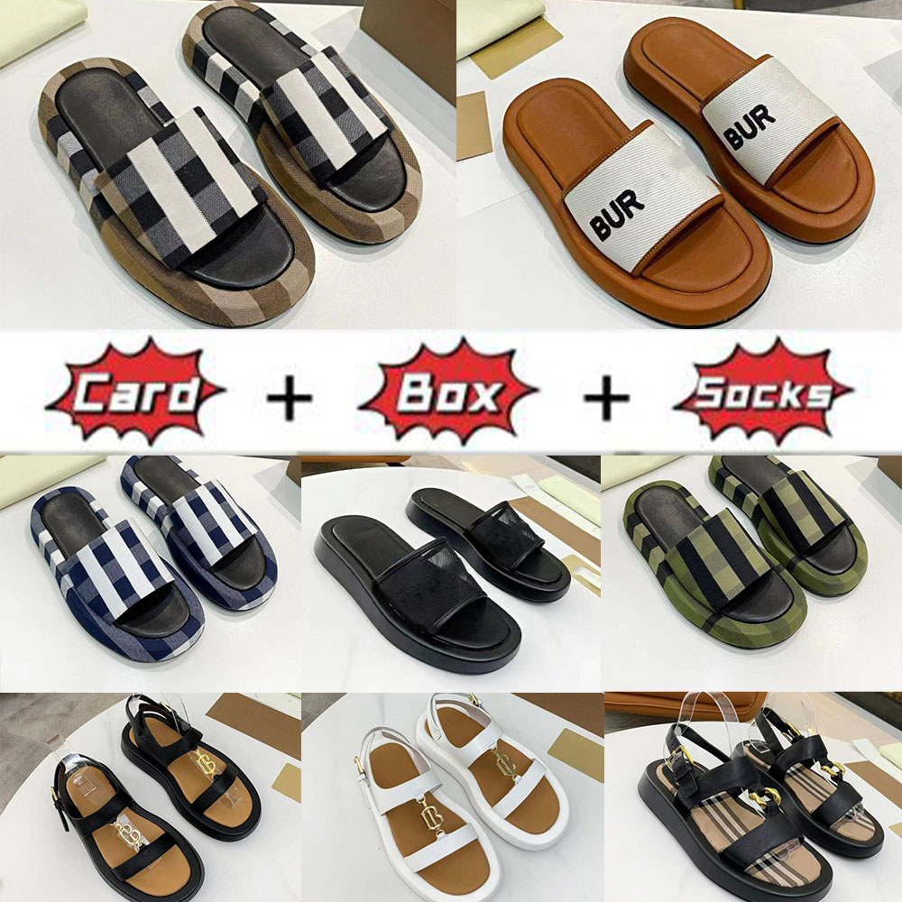 

2023 Vintage Slippers Women Fashion Letter BUR Slides Luxury Summer Ladies Flip Flat Rubber Gear Bottoms Sandal Beach Designer Shoes 35-45, As shown here