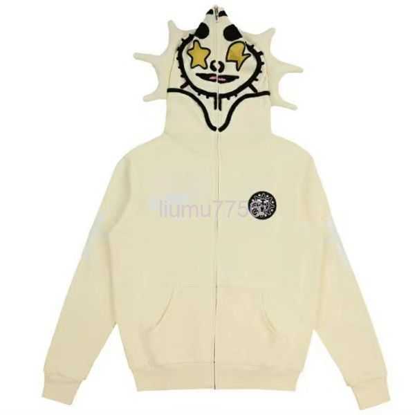 

Ins 3D Full-print Loose Gray Hoodies Top Zipper Sweater Autumn and Q888, Yellow