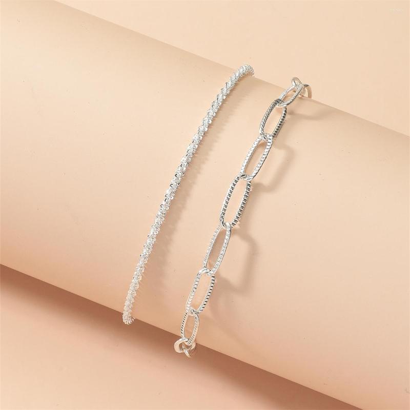 

Link Bracelets Sparkling Geometric Double-layer Bracelet For Women Charm Fashion Jewelry Party Accessories Gifts