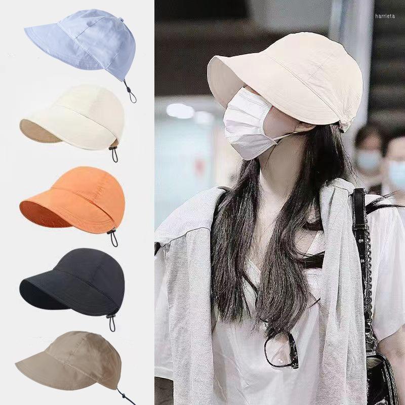 

Wide Brim Hats Fisherman Cap Sun Hat Portable Foldable Protection Summer Quick-drying Visors Adjustable Drawstring Caps, Black