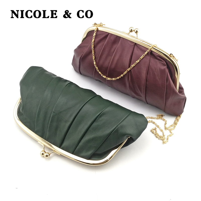 

Evening Bags NICOLE CO Genuine Leather Long Purse Women Girls Shoulder Bag Card Holder Wallet Phone Bag Real Sheepskin Fashion Change Purse 230413, Red 01222