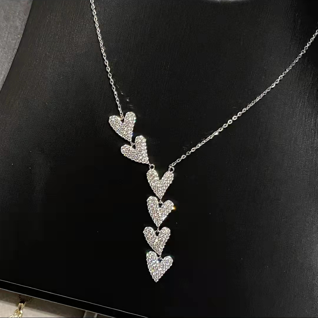 

Queen Heart Diamond Chocker Necklace Sterling Silver Party Wedding Pendants Necklace For Women Bridal Engagement Jewelry Gift