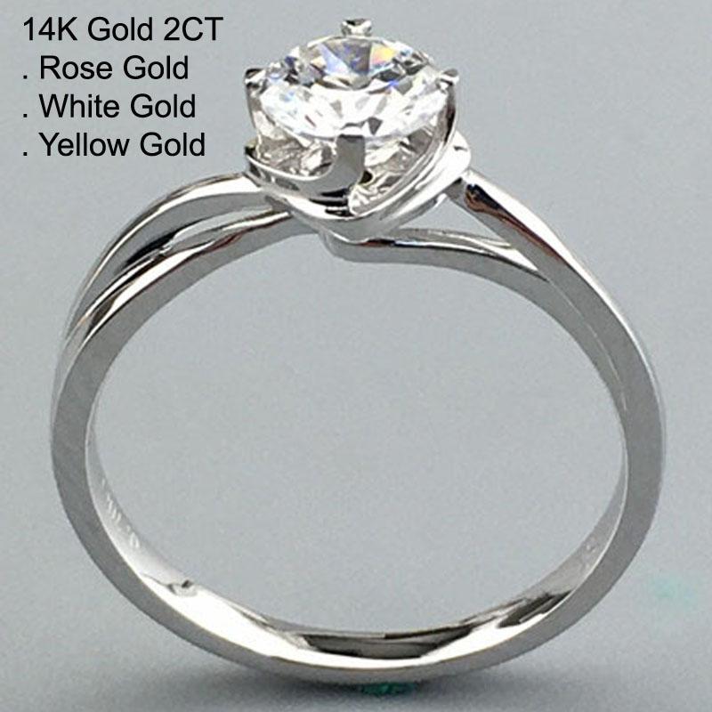 

Cluster Rings 14K White Gold 2 Moissanite Diamond Ring Women Round Classic Trendy Wedding Party Engagement Anniversary Ct D Color