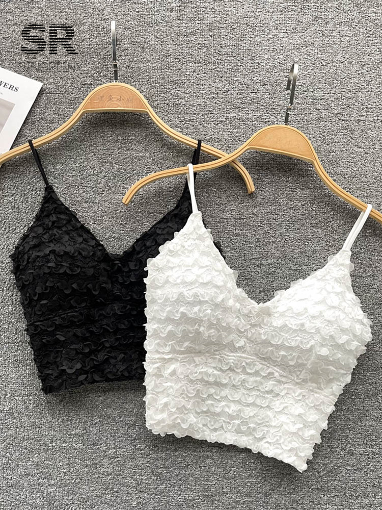 

Camisoles Tanks SINGREINY Floral Hook Sexy Camisole Women Backless Elastic Waist White Outwear Fashion Ladies Streetwear Summer Tank Top 230413