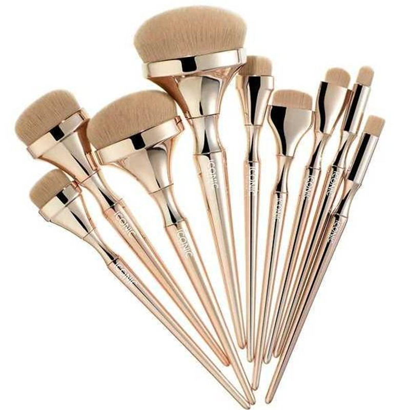 

ICONIC LONDON HD 9pcs Makeup Brushes Set Gold Handle for Foundation Powder Make Up Brushes Pincel Maquiagem Beauty tools
