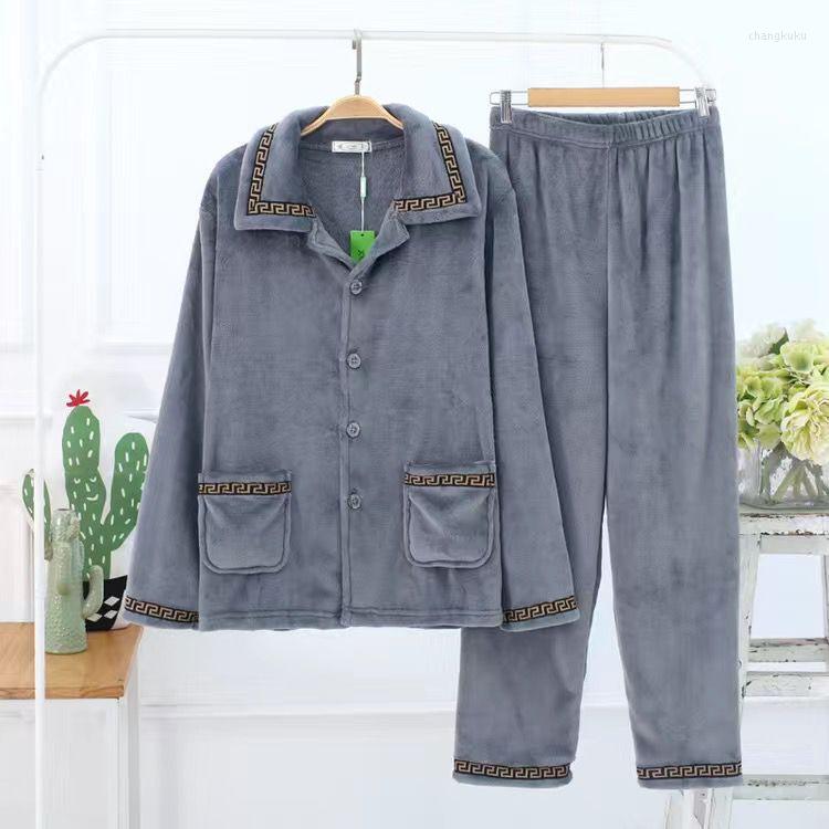 

Men's Sleepwear 2023 Band Winter Warm Flannel Man Pyjamas Sets Thick Coral Pijamas Fleece Pajama Long Pajamas Set For Boy, Beige