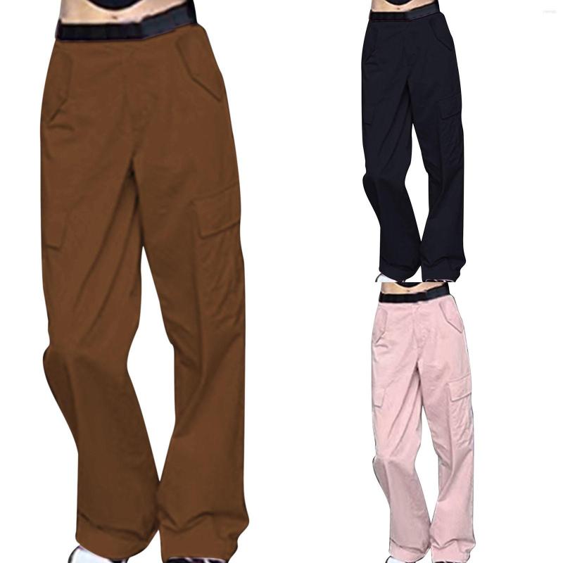 

Women's Pants Pink Sweet Cool Overalls Women'S Summer Thin Style High Waisted Casual Loose And Wide Legs, Black
